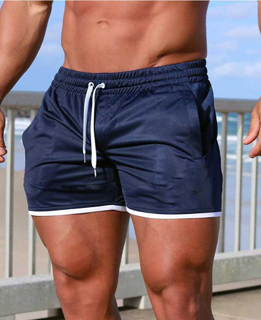 Vacation Sporty Plain Quick-Dry Drawstring Elastic Waist Shorts